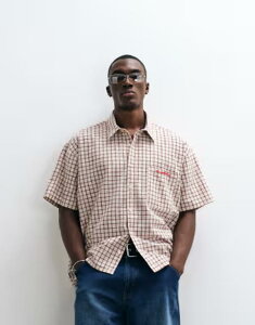 ���N���C�� ���B���e�[�W �����Y �g�b�v�X �V���c �N���b�v�h Reclaimed Vintage oversized cropped boxy shirt in yellow and brown plaid Multi �}���`�J���[