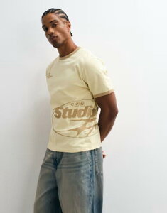 �G�C�\�X �����Y �g�b�v�X T�V���c ���M�����[�t�B�b�g �v�����g ASOS DESIGN heavyweight boxy regular fit ringer T-shirt with studio print in yellow REED YELLOW �C�G���[