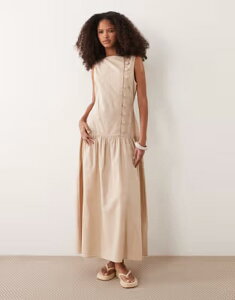 �G�C�\�X ���f�B�[�X �g�b�v�X �����s�[�X �A�V�����g���[ �x�X�g �}�L�V ASOS DESIGN slash neck asymmetric vest maxi sundress with dropped waist in stone �X�g�[��