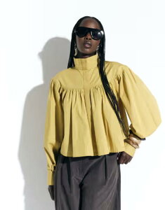 �G�C�\�X ���f�B�[�X �g�b�v�X �V���c �N���b�v�h ASOS DESIGN zip front volume cropped shacket in yellow �C�G���[