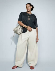 �G�C�\�X ���f�B�[�X �{�g���X �J�W���A���p���c ASOS DESIGN Curve Tailo red extreme taper barrel pants in stone �X�g�[��