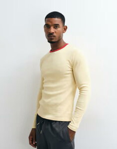 �G�C�\�X �����Y �g�b�v�X T�V���c ���u�j�b�g ASOS DESIGN muscle fit long sleeve ringer t-shirt in yellow and red rib knit REED YELLOW �C�G���[