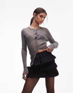 �A���P�b�g ���f�B�[�X �{�g���X�J�[�g �t���� �~�j ARKETextu red ruffle mini skirt Black �u���b�N