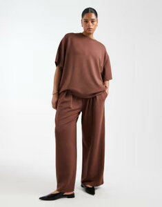 �G�C�\�X ���f�B�[�X �{�g���X �J�W���A���p���c ���C�h���b�O �X�E�F�b�g�p���c ASOS Curve ASOS DESIGN Curve softouch cupro super wide leg sweatpants in chocolate �`���R���[�g