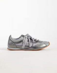 �o���Y ���f�B�[�X �V���[�Y �X�j�[�J�[ �g�[�� ���[�X Vansuper Low Pro lace-up sneakers in metallic SILVER �V���o�[
