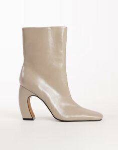 �g�b�v�V���b�v ���f�B�[�X �V���[�Y �u�[�c�E���C���u�[�c �A���N�� ���U�[ �t�F�C�N���U�[ �q�[�� Topshop Karter curved heel ankle boots in mink stretch faux leather Mink �~���N