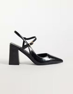 ���C�h ���f�B�[�X �V���[�Y �q�[�� RAID Merrill block heeled slingback shoes with pointed toes BLACK PU �u���b�N