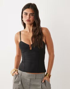 �G�C�\�X ���f�B�[�X �g�b�v�X �V���c ASOS DESIGN bandage angle neck line top Black �u���b�N