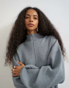 �g�b�v�V���b�v ���f�B�[�X �A�E�^�[ �j�b�g�E�Z�[�^�[ �X�^���h�l�b�N Topshop knit funnel neck cinched hem sweater - part of a set Gray �O���[