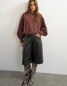 �g�b�v�V���b�v ���f�B�[�X �A�E�^�[ �p�[�J�[�E�X�E�F�b�g Topshop bubble hem sweat in deep mahogany Deep mahogany