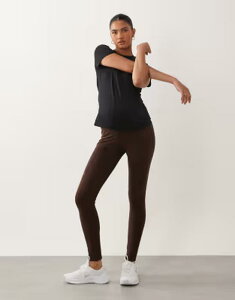 �}�}���C�V�A�X ���f�B�[�X �{�g���X ���M���X �R�b�g�� �}�^�j�e�B Mama.licious Mamalicious Maternity cotton blend 2 pack leggings & chocolate Black / HOT FUDGE �u���b�N