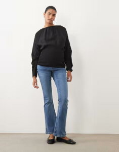 �}�}���C�V�A�X ���f�B�[�X �{�g���X �f�j���p���c �}�^�j�e�B �W�[���Y Mama.licious Mamalicious Maternity over the bump flare jeans in mid blue denimedium blue denim �f�j��