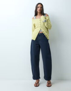 �G�C�\�X ���f�B�[�X �{�g���X �f�j���p���c �W�[���Y ASOS DESIGN cuffed hem slouchy jeans NAVY �l�C�r�[