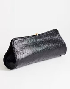 �g�b�v�V���b�v ���f�B�[�X �o�b�O Topshop Alice medium clutch purse ostrich effect Black Ostrich �u���b�N