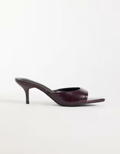 �X���[�h�x�A ���f�B�[�X �V���[�Y �X���b�|���E���[�t�@�[ �q�[�� Threadbare open toe slip on mule heel in plum �v����