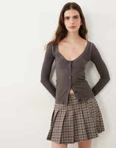 �u���[�u�\�E�� ���f�B�[�X �{�g���X�J�[�g �v���[�c �~�j Brave Soul pleated check mini skirt in chocolate BROWN �u���E��