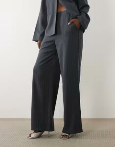���B�� ���f�B�[�X �{�g���X �J�W���A���p���c ���C�h���b�O VILA tailo red wide leg pants in dark heather gray pinstripes - part of a set Dark gray melange �O���[