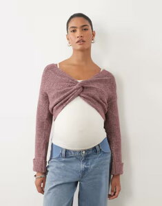 �}�}���C�V�A�X ���f�B�[�X �A�E�^�[ �j�b�g�E�Z�[�^�[ �N���b�v�h �}�^�j�e�B Mama.licious Mamalicious Maternity 2 function cropped sweater with scrunch detail melange Rose Taupe �g�[�v