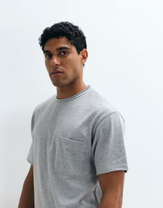 �G�C�\�X �����Y �g�b�v�X T�V���c ASOS DESIGN boxy relaxed t-shirt with pocket and raw hems heather GRAY MARL �O���[
