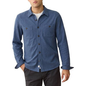 �}���[�� ���C���[ �����Y �g�b�v�X �V���c Marine Layer Pacifica Stretch Twill Shirt - Men's Blue Railroad Stripe �u���[