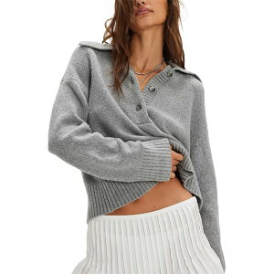�t���[�s�[�v�� ���f�B�[�X �A�E�^�[ �j�b�g�E�Z�[�^�[ �|���V���c Free People Trading Up Polo - Women's Grey Heather �O���[