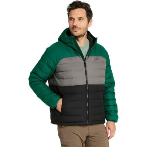 GGr[ Y AE^[ WPbgEu] t[fbhWPbg J[ubN _E WPbg L.L.Bean Bean's Colorblock Down Hooded Jacket - Men's Emerald Spruce/Black ubN