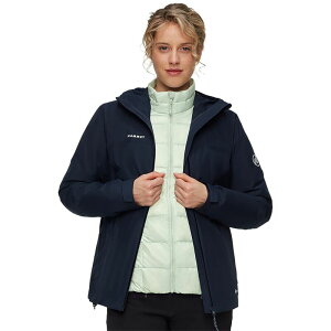 �}���[�g ���f�B�[�X �A�E�^�[ �W���P�b�g�E�u���]�� �t�[�f�b�h�W���P�b�g Mammutreeline 3-in-1 HS Hooded Jacket - Women's Marine/Silver Sage �Z�[�W