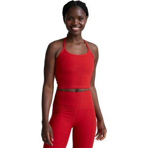 �r�����h���K ���f�B�[�X �g�b�v�X T�V���c �N���b�v�h Beyond Yoga Spacedye Slim Racerback Cropped Tank Top - Women's Holly Red Heather �w�U�[
