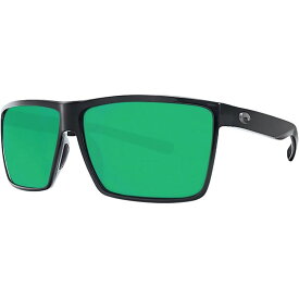 コスタ メンズ サングラス・アイウェア アクセサリー Rincon 580P Polarized Sunglasses Shiny Black Frame/Green Mirror