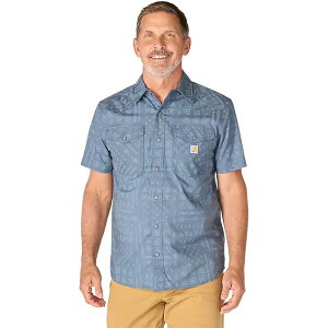 �J�[�n�[�g �����Y �g�b�v�X �V���c ���� Carhartt Montana Bozeman Relaxed Short-Sleeve Plaid Shirt - Men's Iron Blue Bandana Print �u���[