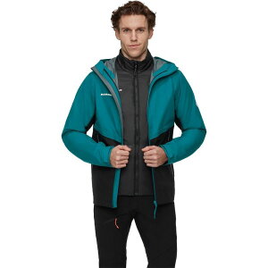 �}���[�g �����Y �A�E�^�[ �W���P�b�g�E�u���]�� �t�[�f�b�h�W���P�b�g Mammut Alto Light 3-in-1 HS Hooded Jacket - Men's Deep Teal/Black �u���b�N