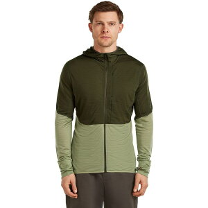 �A�C�X�u���[�J�[ �����Y �g�b�v�X T�V���c �t���[�X �p�[�J�[ Icebreaker Merino Blend 200 RealFleece Descender LS Zip Hoodie - Men's Dark Loden/Lichen/Cb
