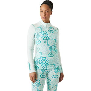 �w���[�n���Z�� ���f�B�[�X �g�b�v�X T�V���c �O���t�B�b�N Helly Hansen Lifa Merino Midweight Graphic 1/2-Zip Top - Women's Icicle Nordic Rose Aop