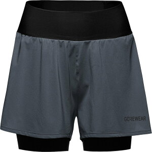 �S�A�E�F�A ���f�B�[�X �{�g���X �J�W���A���p���c GOREWEAR Concurve 3in 2-in-1 Short - Women's Lab Graphite / Black �u���b�N
