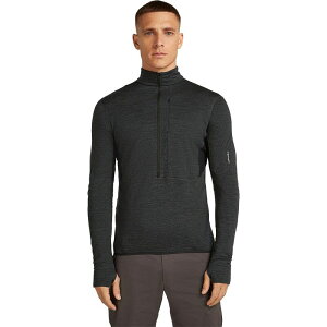 �A�C�X�u���[�J�[ �����Y �g�b�v�X T�V���c �t���[�X Icebreaker Merino Blend 200 RealFleece Descender LS 1/2-Zip Top - Men's Jet Heather/Black/Cb �u���b�N