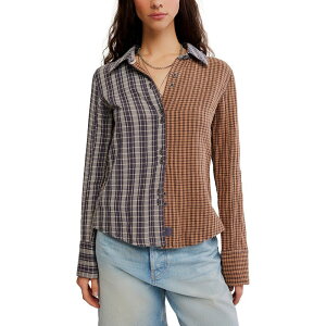 �t���[�s�[�v�� ���f�B�[�X �g�b�v�X T�V���c Free People Benny Slim Yd Plaid Shirt - Women's Brown Combo �u���E��