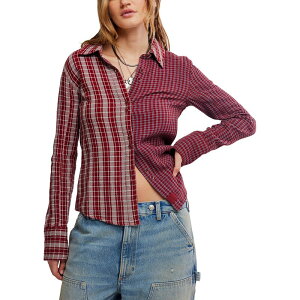 �t���[�s�[�v�� ���f�B�[�X �g�b�v�X T�V���c Free People Benny Slim Yd Plaid Shirt - Women's Rusty Red Combo ���b�h