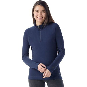 �X�}�[�g�E�[�� ���f�B�[�X �g�b�v�X T�V���c Smartwool Classic Thermal Merino Base Layer 1/4-Zip Top - Women's Deep Navy �l�C�r�[