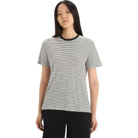 【送料無料】 アイスブレーカー レディース Tシャツ トップス Merino Linen Short-Sleeve Stripe T-Shirt - Women's Snow/Black