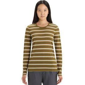 【送料無料】 アイスブレーカー レディース Tシャツ トップス Wave Stripe Long-Sleeve T-Shirt - Women's Algae/Chalk