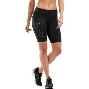 yz 2XU fB[X JWApc {gX Mid-Rise Compression Short - Women's Black/Dotted Black Logo