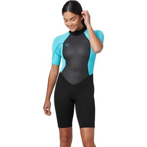 �I�j�[�� ���f�B�[�X ���� �㉺�Z�b�g O'Neill The Reactor II 2mm Back-Zip Spring Wetsuit - Women's Black/Light Aqua �u���b�N