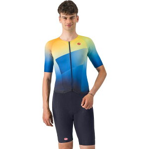 �J�X�e�� �����Y �g�b�v�X T�V���c ���� Castelli Free Sanremo 3 Short-Sleeve Tri Suit - Men's Belgian Blue/Multicolor Vivid Orange �u���[