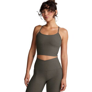 �r�����h���K ���f�B�[�X �g�b�v�X T�V���c �N���b�v�h Beyond Yoga Spacedye Slim Racerback Cropped Tank Top - Women's True Gray Heather �O���[