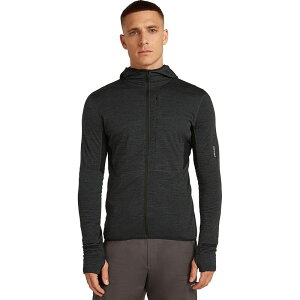 �A�C�X�u���[�J�[ �����Y �g�b�v�X T�V���c �t���[�X �p�[�J�[ Icebreaker Merino Blend 200 RealFleece Descender LS Zip Hoodie - Men's Jet Heather/Black/Cb �u���b�N