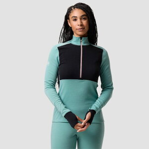 �o�b�N�J���g���[ ���f�B�[�X �g�b�v�X T�V���c Backcountry Cedars RWS Merino Mid-Wt Baselayer 1/4-Zip Top - Women's Oil Blue/Black �u���b�N