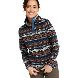 GGr[ fB[X AE^[ WPbgEu] vg Z[^[ t[X L.L.Bean Bean's Sweater Fleece Print Regular Pullover - Women's Carbon Navy Mountain FairIsle lCr[
