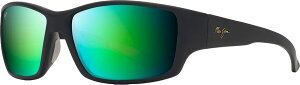 yz }ECW fB[X TOXEACEFA ANZT[ Maui Jim Local Kine Polarized Wrap Sunglasses Black/Translucent Green/Light Grey