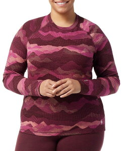 yz X}[gE[ fB[X Vc gbvX Smartwool Women's Thermal Merino Pattern Crewneck Long Sleeve Shirt Festive Fuschia Mtnscape