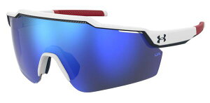 yz A_[A[}[ Y TOXEACEFA ANZT[ Under Armour Unisex UA Level Up TUNED Baseball Sunglasses White/Red/Tuned Blue Mirror